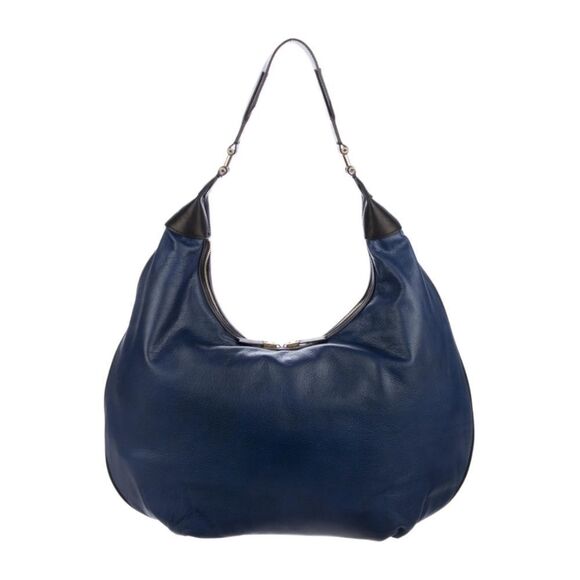 INDIA HICKS Isabella Navy Leather Large Hobo Bag